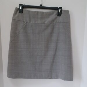 Banana Republic Size 4 A-Line Gray‎ Plaid Lined Mini Skirt Stretch Rear Zip